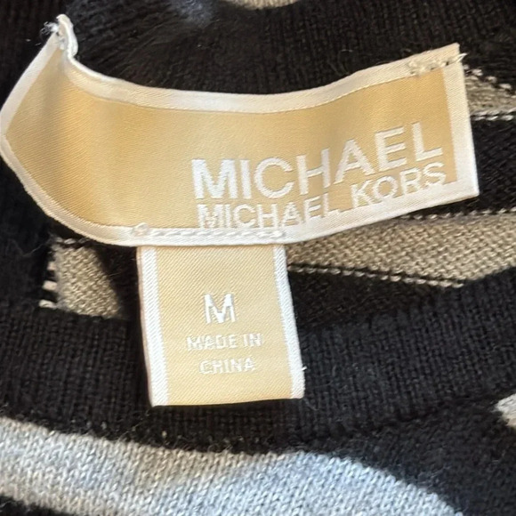 Michael Kors Sweater Dress Striped Black/Gray Long Sleeve Back Zip Size Medium - Picture 5 of 7